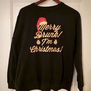 Black Christmas Sweatshirt with Festive Print